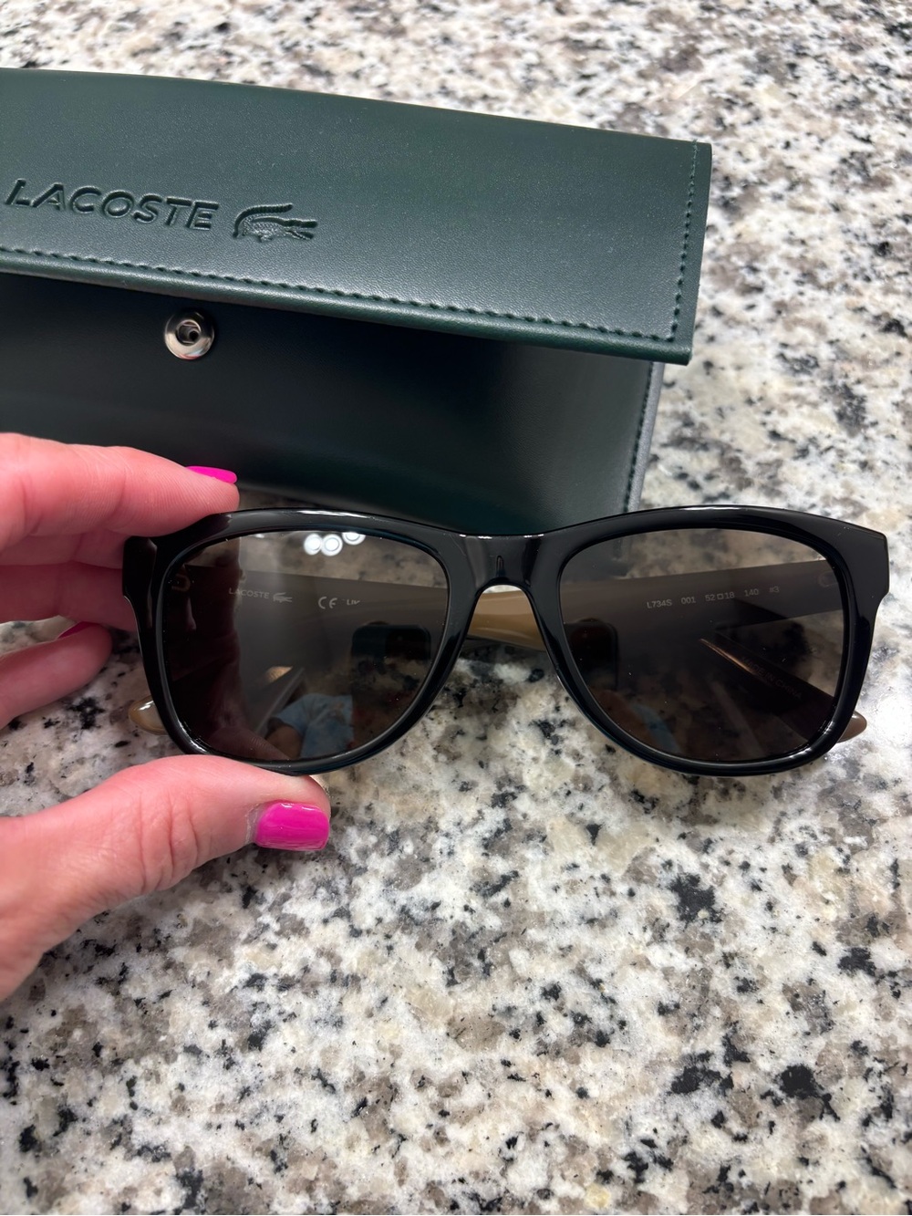 Lacoste Women's Black Sunglasses with Dark Smoke Lenses